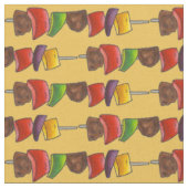 Shish Kebab Grilled Beef Vegetable Skewer Fabric Stof (Close Up)