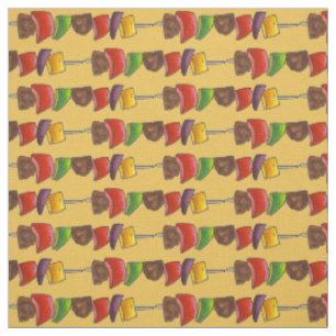 Shish Kebab Grilled Beef Vegetable Skewer Fabric Stof