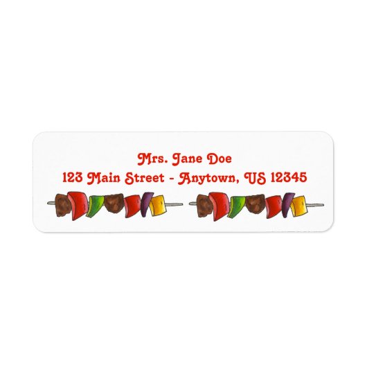 Shish Kebab Vegetable BBQ Picnic Cookout Labels (Voorkant)