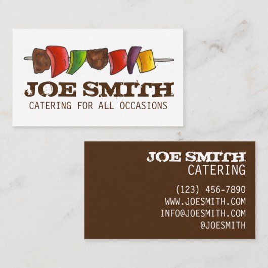 Shish Kebab Vegetable Skewer Picnic Catering Chef Visitekaartje (Voorkant / Achterkant)