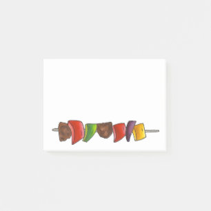 Shish Kebab Veggie Meat Skewer Grilling Cookout Post-it® Notes
