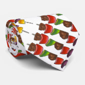 Shish Kebab Veggie Skewer Grilling Food Foodie Str Stropdas (Opgerold)