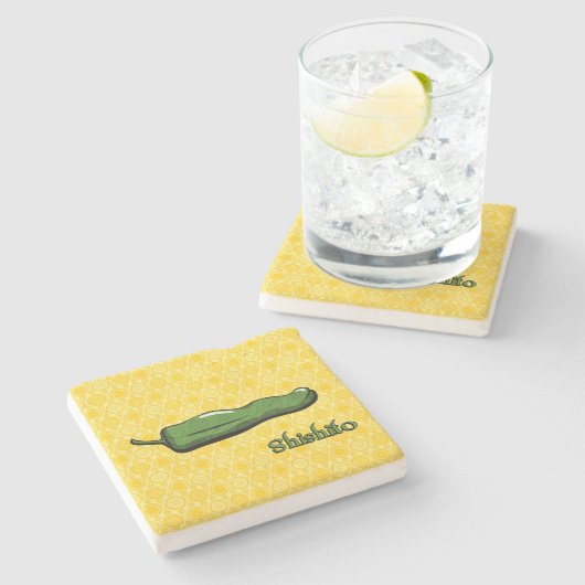 Shishito Chili Pepper Stone Onderzetter (Zijkant)