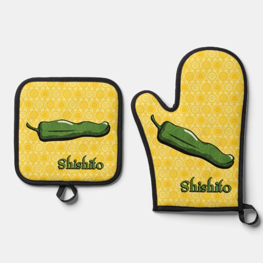 Shishito Chilipeper Ovenwant & Pannenlap Set (Voorkant)