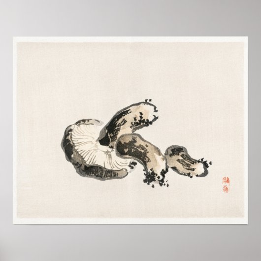 Shitake paddenstoel van Kono Bairei (1844-1895) Poster (Voorkant)