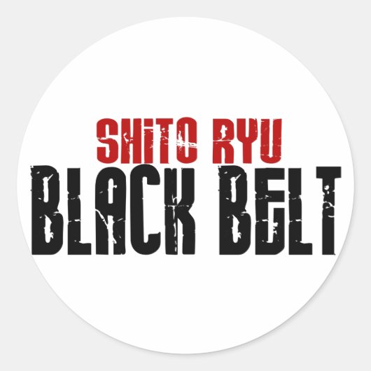 Shito Ryu Zwarte Belt Karate Ronde Sticker (Voorkant)