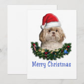 Shitzu Kerstmis Feestdagenkaart (Voorkant / Achterkant)