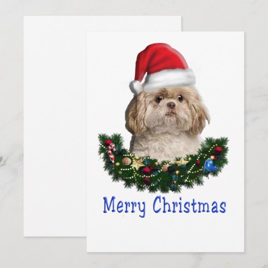 Shitzu Kerstmis Feestdagenkaart (Voorkant / Achterkant)