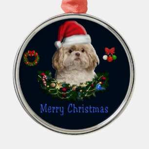 Shitzu kerstornament metalen ornament