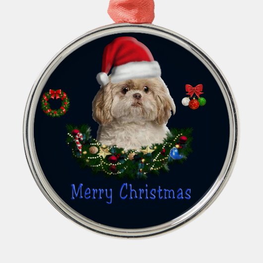 Shitzu kerstornament metalen ornament (Voorkant)