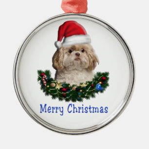 Shitzu kerstornament metalen ornament