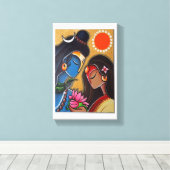 Shiv en Parvati canvas Afdruk (Insitu (Houten vloer))