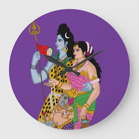 Shiv Parvati Wall Clock Grote Klok (Voorkant)