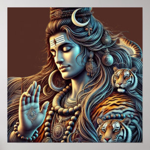 Shiva de asceet - Himalaya yogi in diepe meditatie Poster
