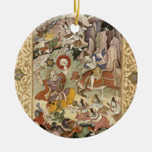 Shiva doodt de Demon Andhaka, c.1585-90 Keramisch Ornament (Voorkant)