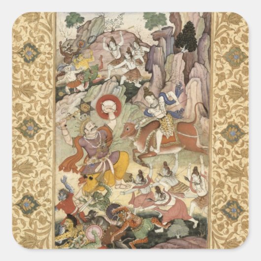 Shiva doodt de Demon Andhaka, c.1585-90 Vierkante Sticker (Voorkant)