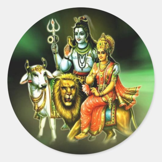 SHIVA EN PARVATHI RONDE STICKER (Voorkant)