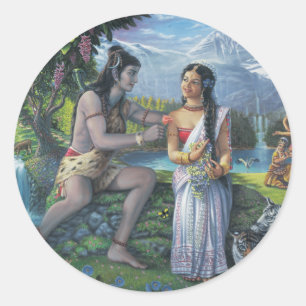 Shiva en Parvati - Het alleszins kwaadaardige paar Ronde Sticker