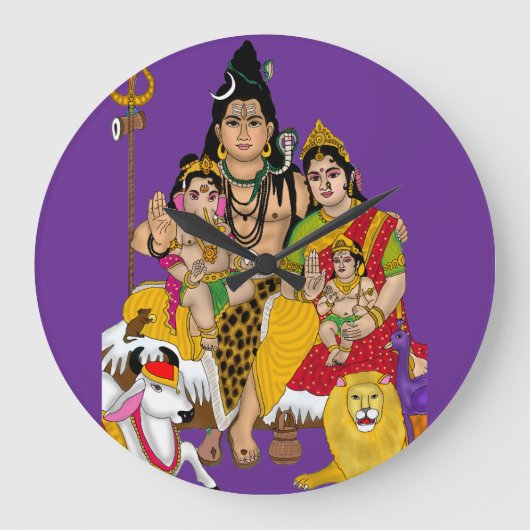 Shiva Familie Wandklok (Voorkant)