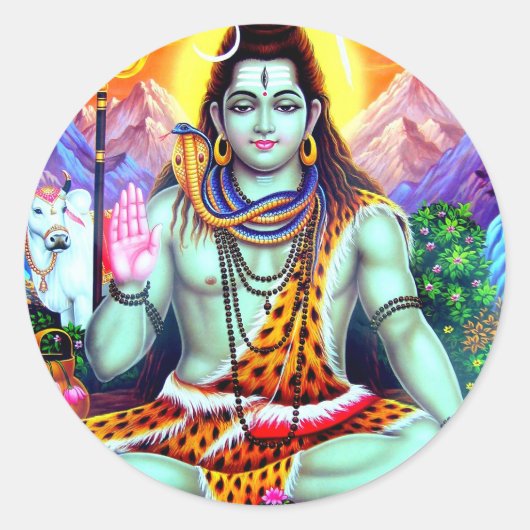 Shiva-Hindoe Aziatische Indische God शिव Ronde Sticker (Voorkant)
