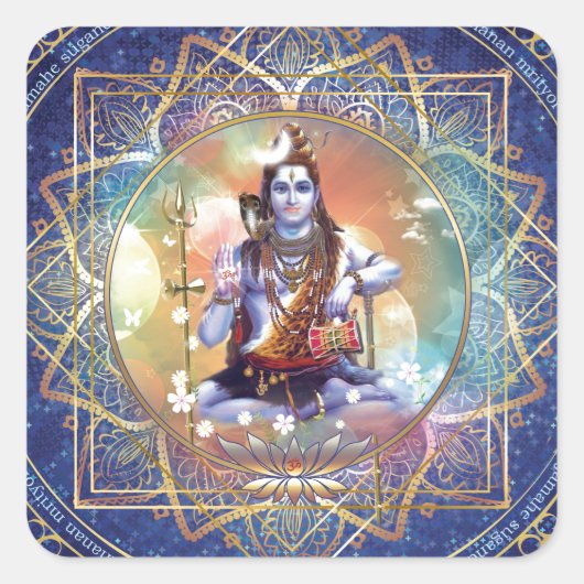 Shiva Mahamrityunjaya - Karma zuiveren Vierkante Sticker (Voorkant)