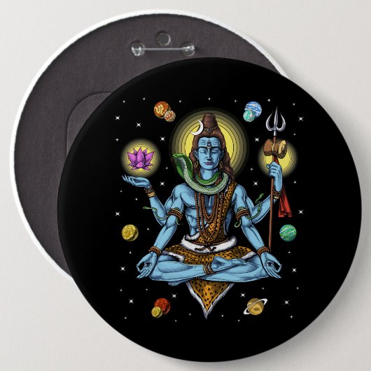 Shiva Meditation Ronde Button 6,0 Cm (Voorkant /achterkant)