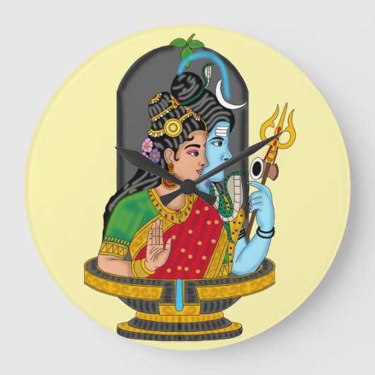 Shiva Parvati Divine Clock Grote Klok (Voorkant)