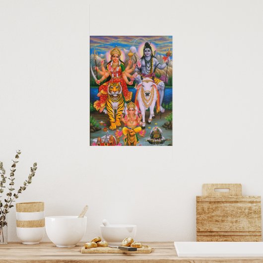 Shiva Parvati Ganesha Poster (Keuken)