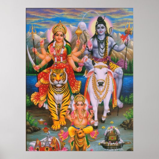 Shiva Parvati Ganesha Poster (Voorkant)