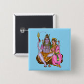 Shiva Parvati Knop Vierkante Button 5,1 Cm (Voorkant /achterkant)