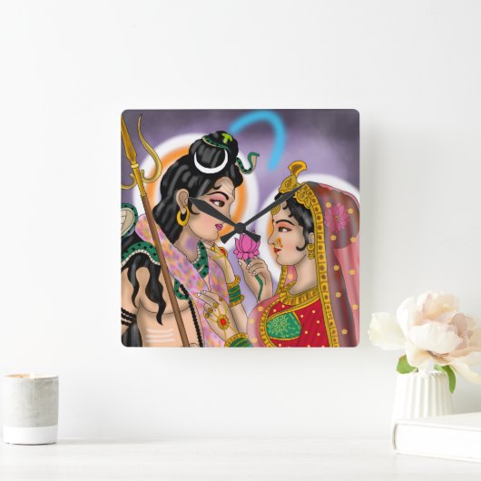 Shiva Parvati Wall Clock Vierkante Klok (Huis)