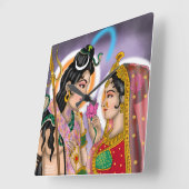 Shiva Parvati Wall Clock Vierkante Klok (Hoek)