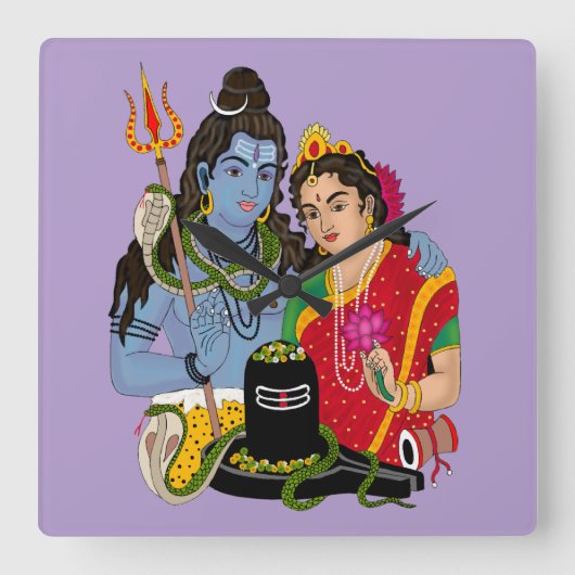 Shiva Parvati wandklok (Voorkant)
