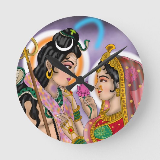 Shiva Parvati wandklok (Voorkant)