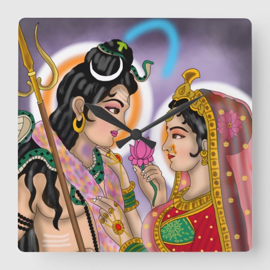 Shiva Parvati wandklok (Voorkant)