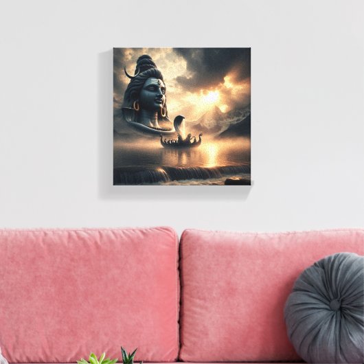 Shiva Tattoo Symbool: Goddelijke Kracht en Serenit Canvas Afdruk (Insitu (Woonkamer))