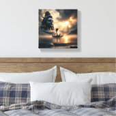 Shiva Tattoo Symbool: Goddelijke Kracht en Serenit Canvas Afdruk (Insitu (Slaapkamer))