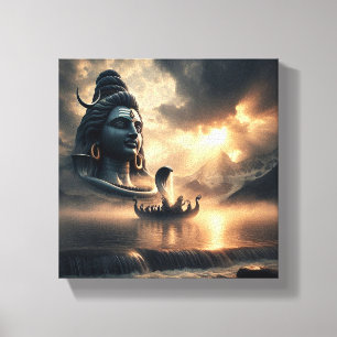 Shiva Tattoo Symbool: Goddelijke Kracht en Serenit Canvas Afdruk