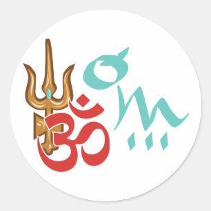 Shiva Trishula OM Ronde Sticker