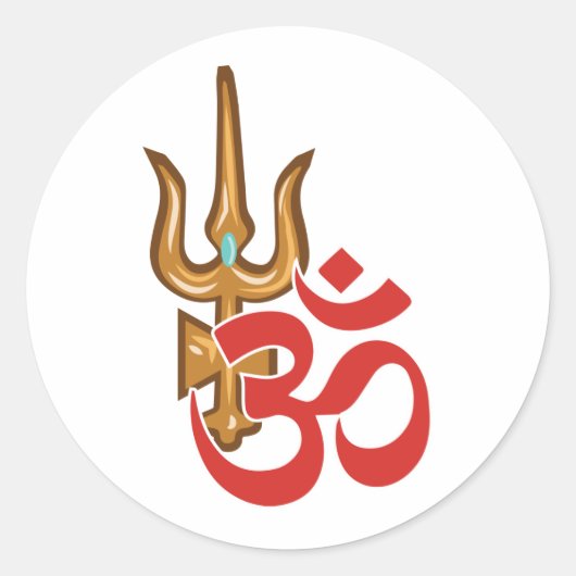 Shiva Trishula Ronde Sticker (Voorkant)