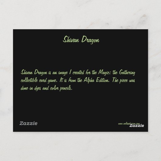 Shivan Dragon Briefkaart (Achterkant)