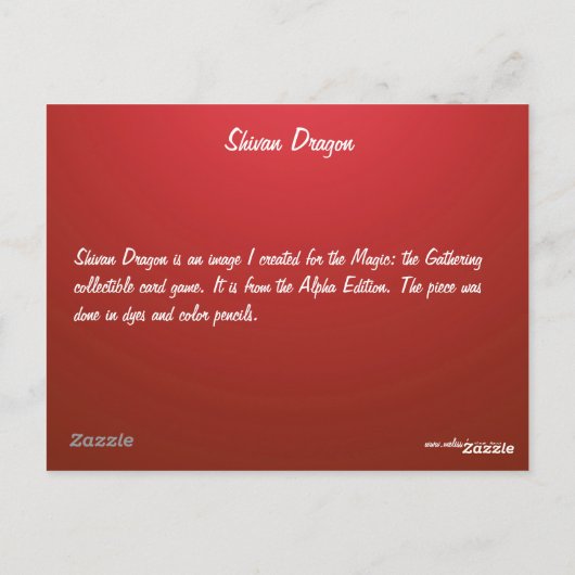 Shivan Dragon Briefkaart (Achterkant)