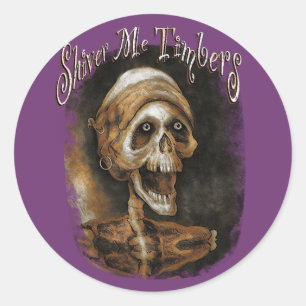 Shiver me Timbers - Skelet Pirate Ronde Sticker