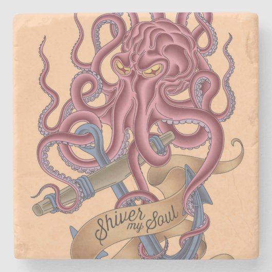 Shiver My Soul | Octopus Tatto Stenen Onderzetter (Voorkant)