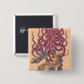Shiver My Soul | Octopus Tatto Vierkante Button 5,1 Cm (Voorkant /achterkant)