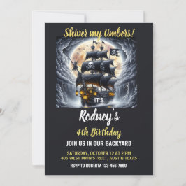 Shiver My Timbers Pirate Theme Birthday Invitation Kaart