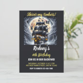 Shiver My Timbers Pirate Theme Birthday Invitation Kaart (Staand voorkant)