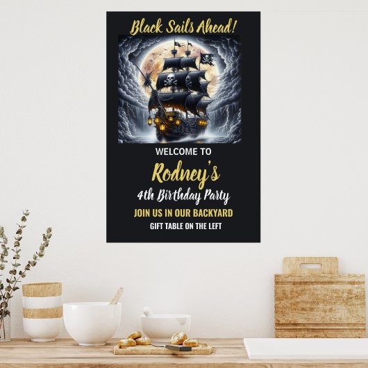 Shiver My Timbers Pirate Theme Birthday  Poster (Keuken)