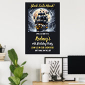 Shiver My Timbers Pirate Theme Birthday  Poster (Thuiskantoor)
