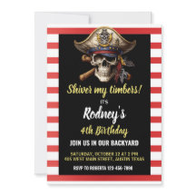 Shiver My Timbers Pirate Theme Verjaardag Uitnodig